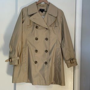 Womens Lands’ End Beige Lightweight Trench Coat, Size Petite Small 6-8